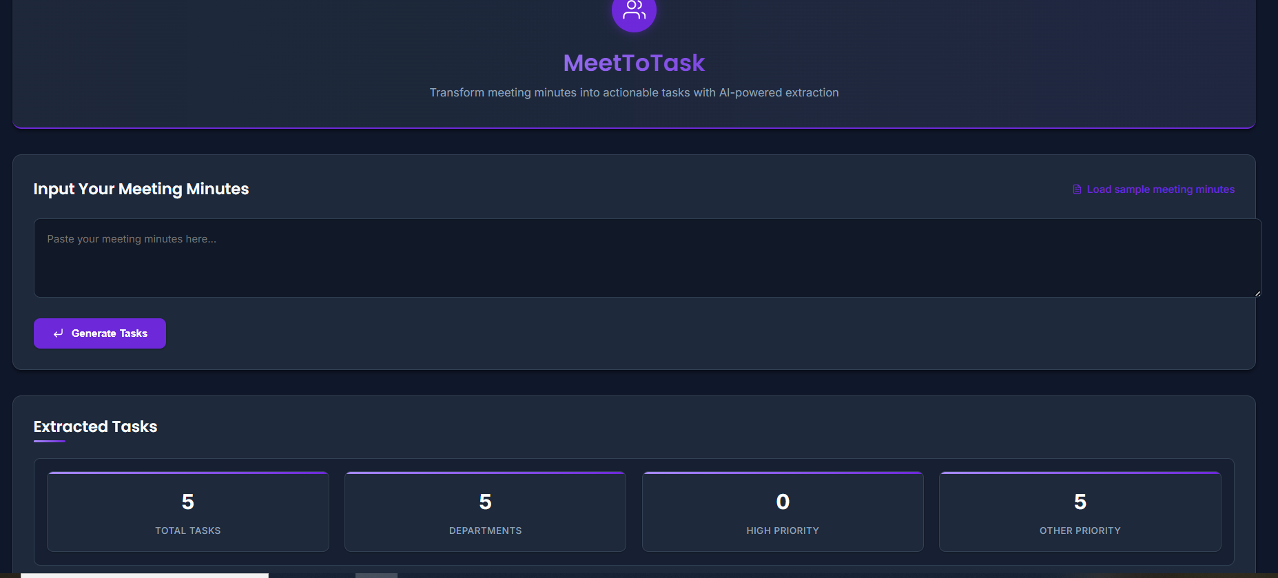 Meeting Tasks & Minutes screenshot
